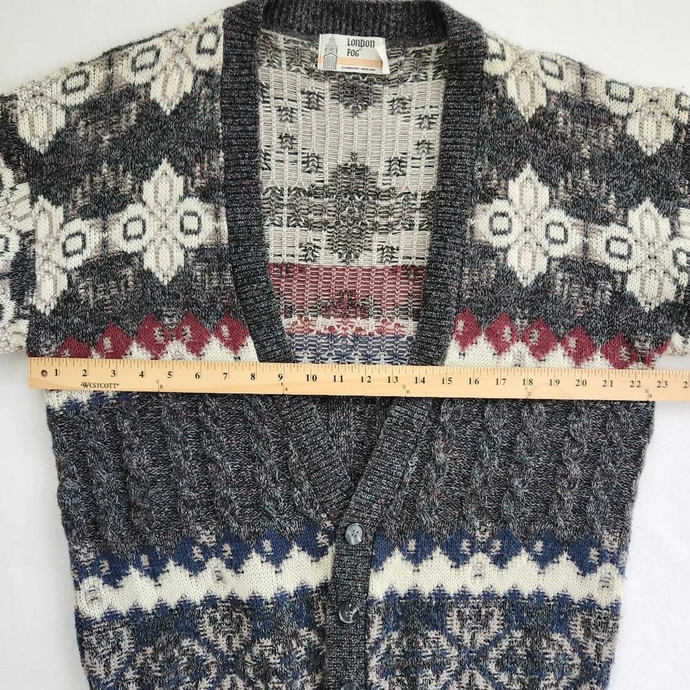 Vintage London Fog Cardigan Sweater Button Front  Alpaca Blend Grandpacore Dad L - Picture 9 of 11